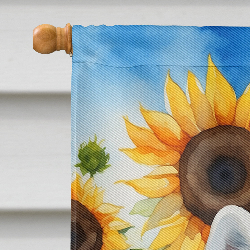 Glamorous Pups : American Eskimo in Sunflowers House Flag