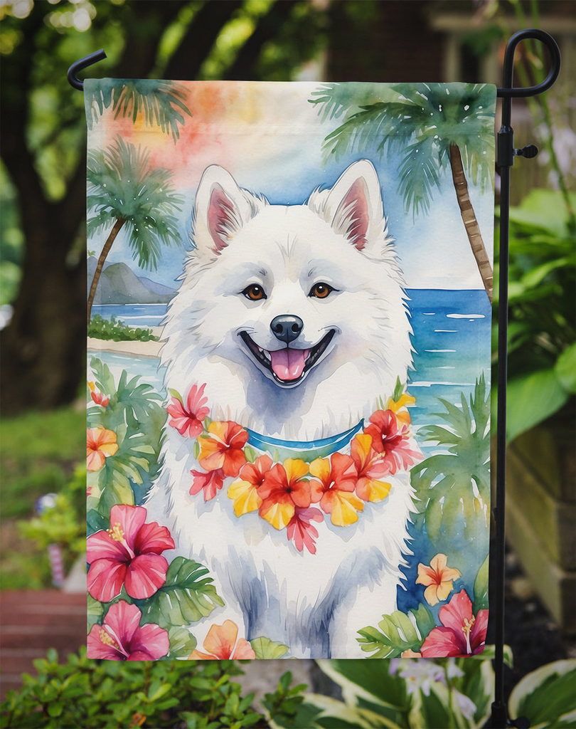 Glamorous Pups : American Eskimo Luau Garden Flag