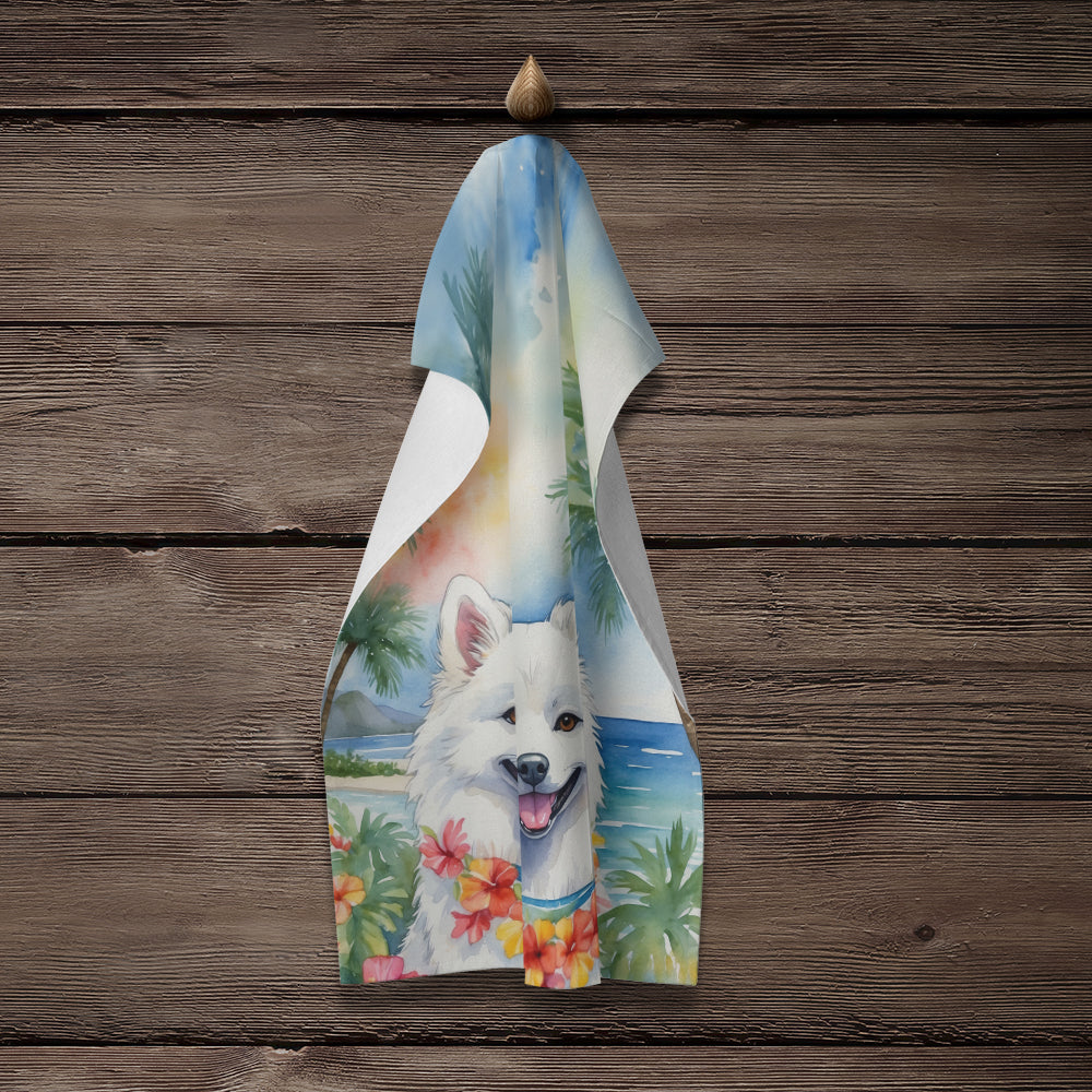 Glamorous Pups : American Eskimo Luau Kitchen Towel