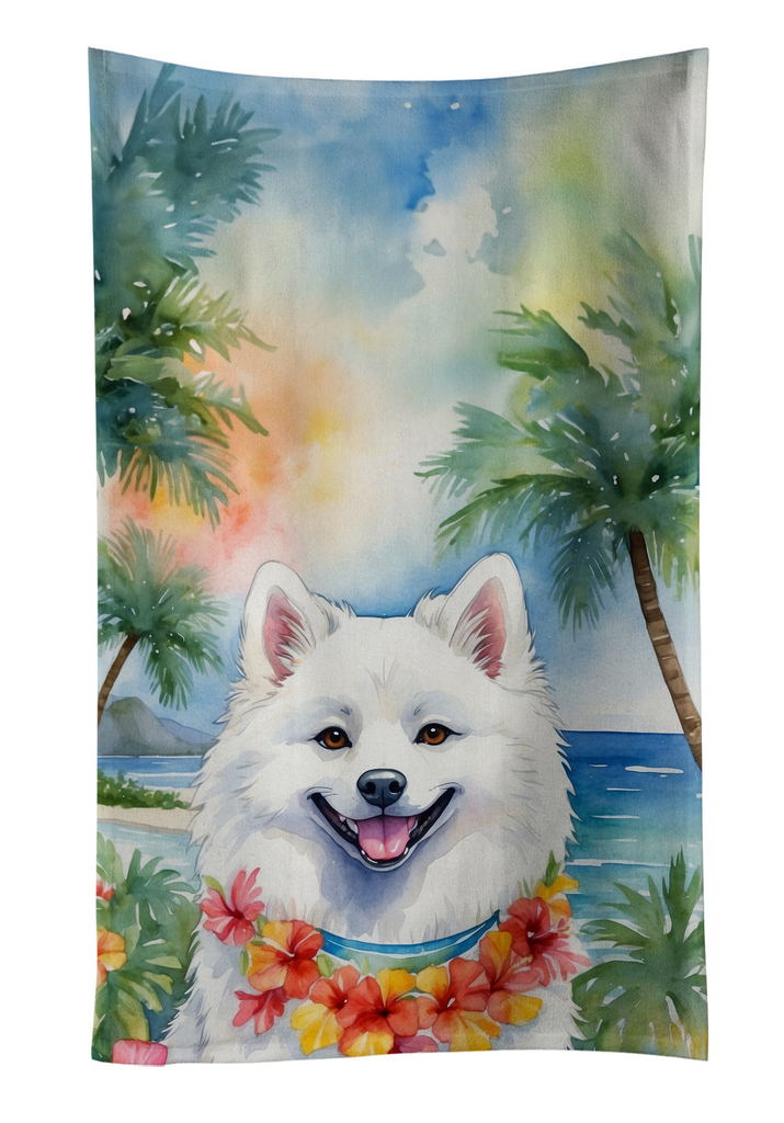 Glamorous Pups : American Eskimo Luau Kitchen Towel