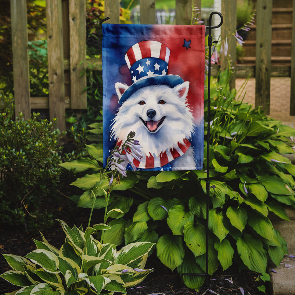 Glamorous Pups : American Eskimo Patriotic American Garden Flag