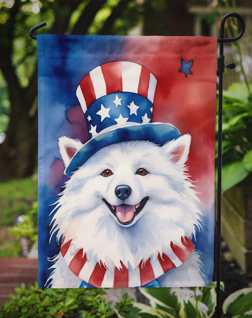 Glamorous Pups : American Eskimo Patriotic American Garden Flag
