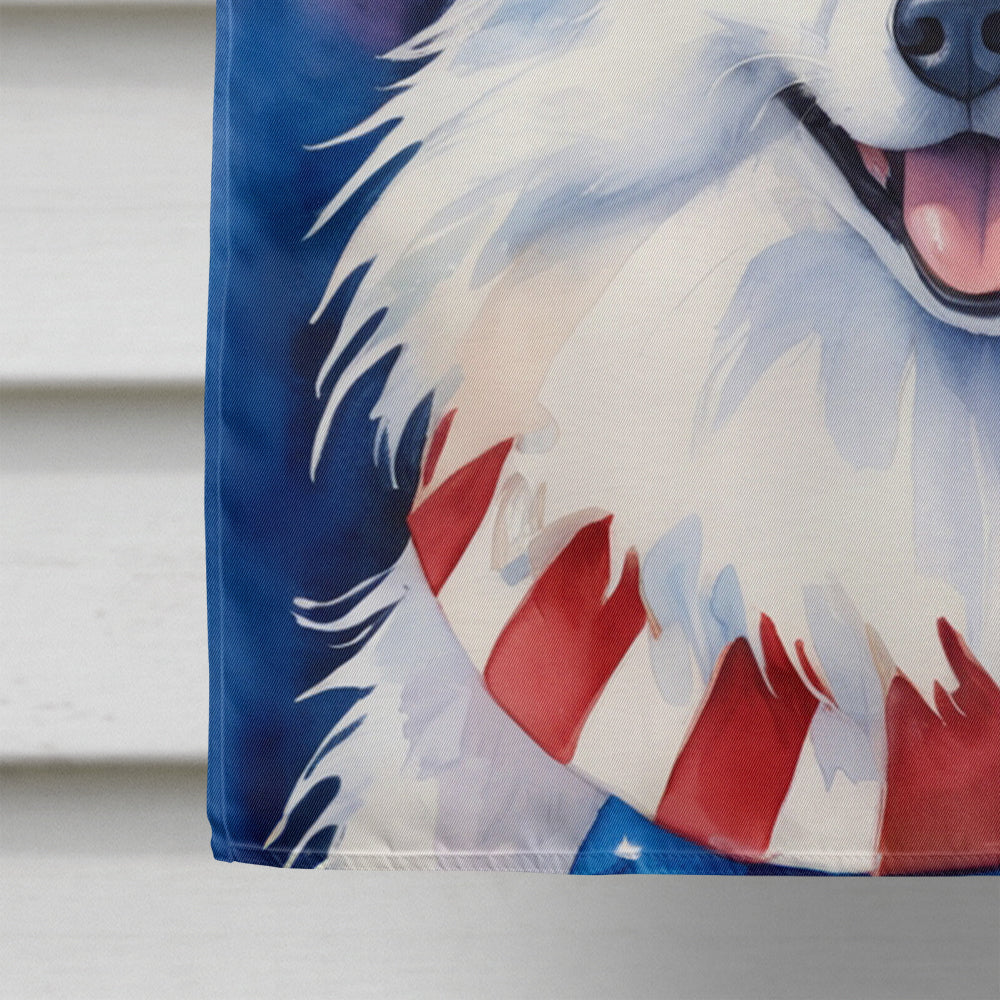 Glamorous Pups : American Eskimo Patriotic American House Flag