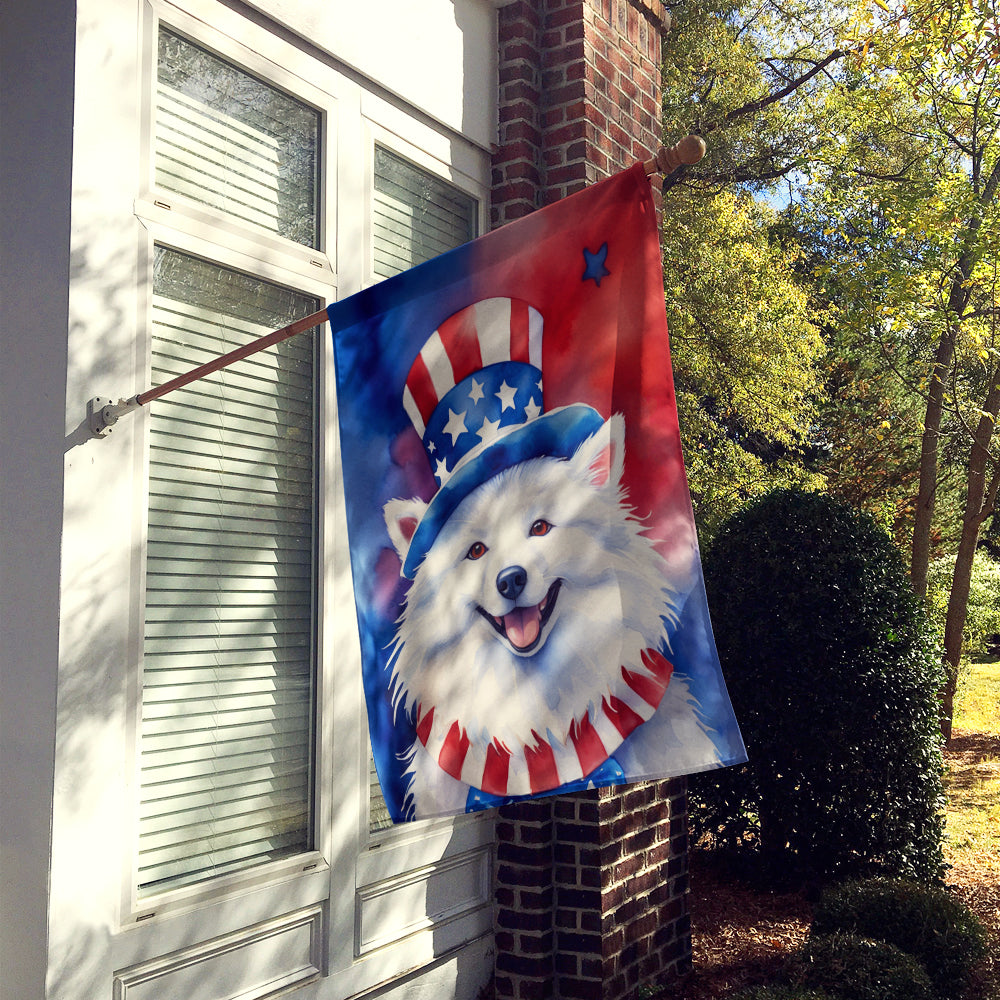 Glamorous Pups : American Eskimo Patriotic American House Flag