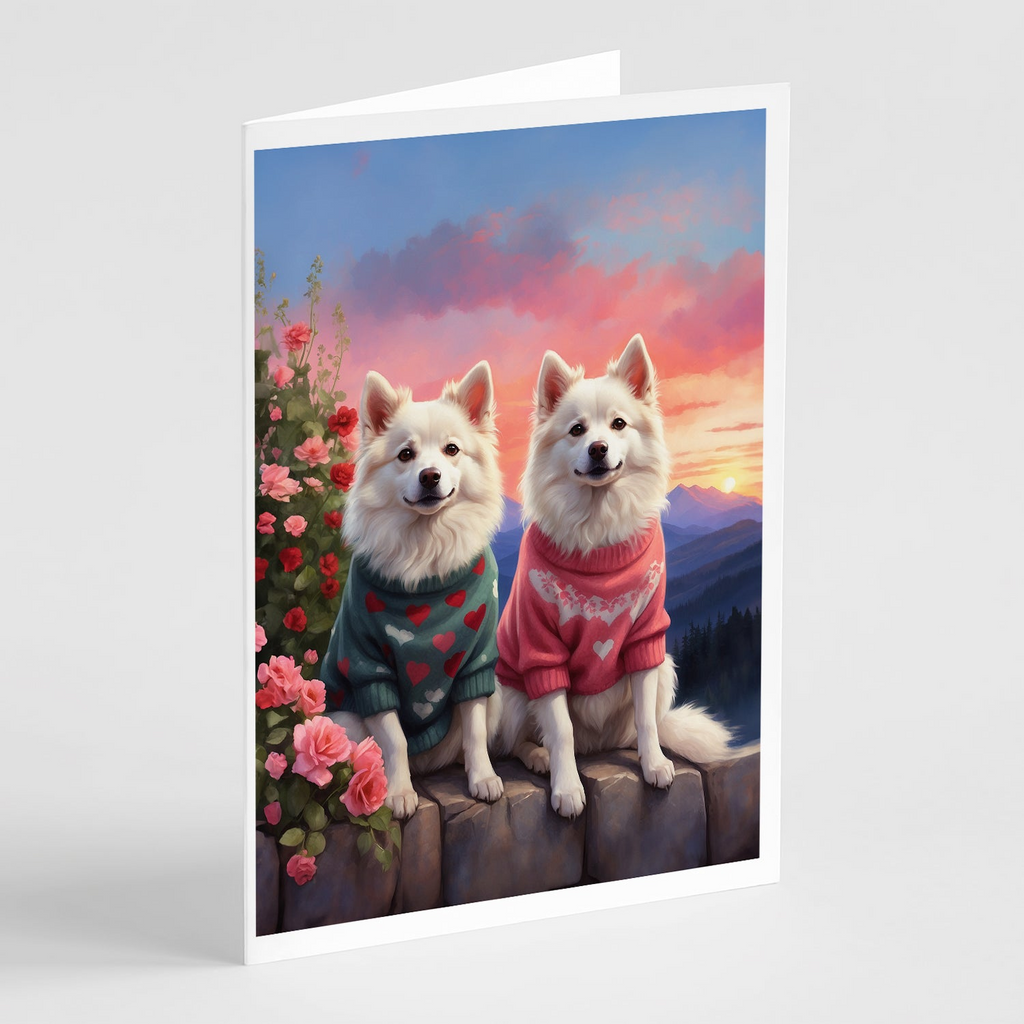 Glamorous Pups : American Eskimo Two Hearts Greeting Cards Pack of 8