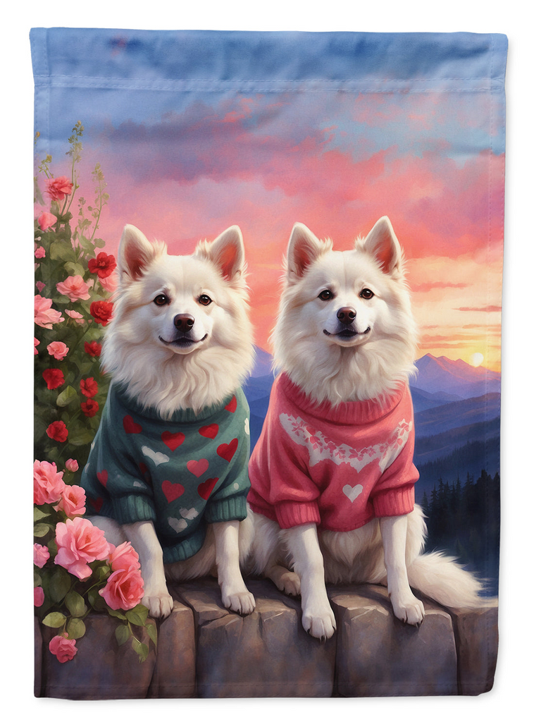 Glamorous Pups : American Eskimo Two Hearts House Flag