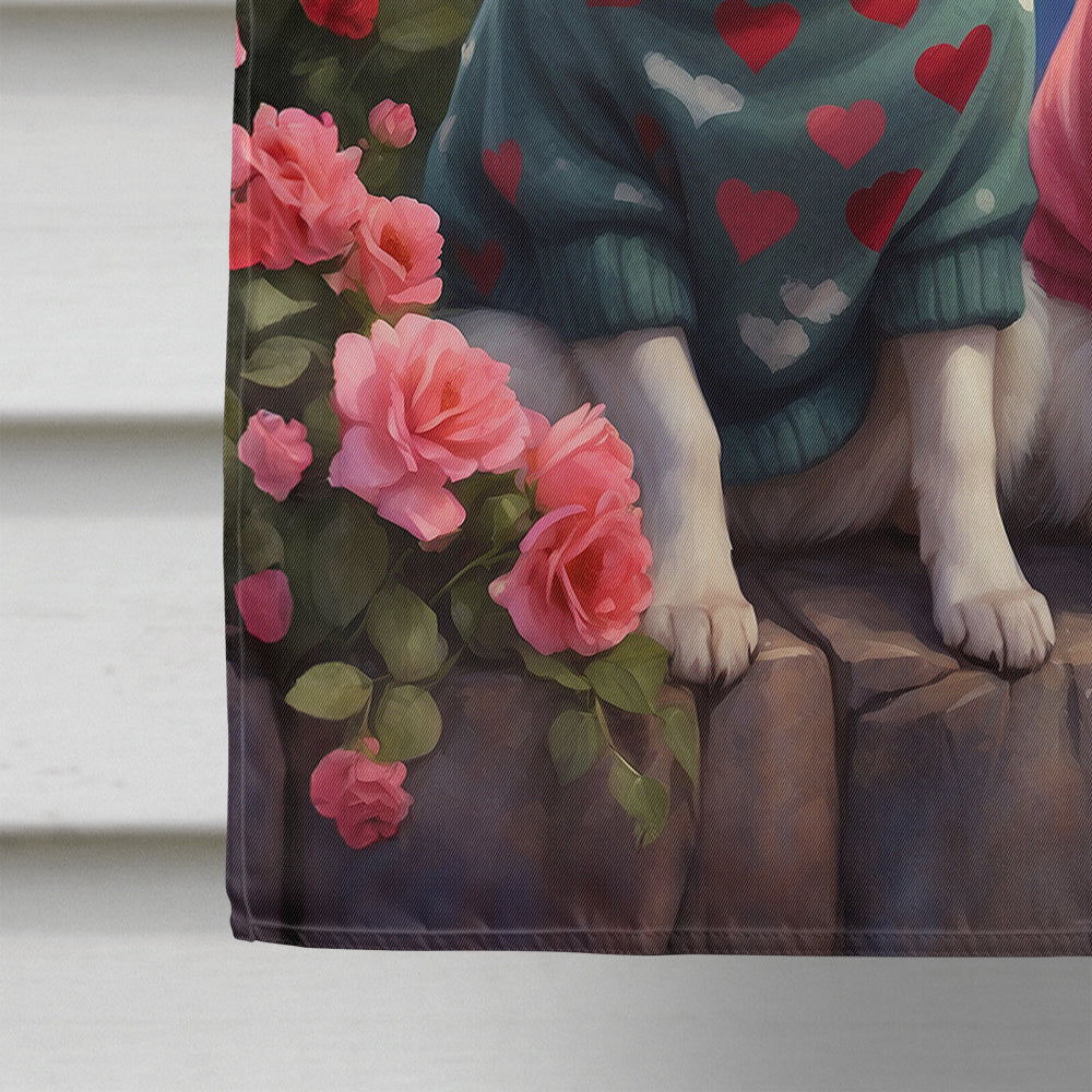 Glamorous Pups : American Eskimo Two Hearts House Flag