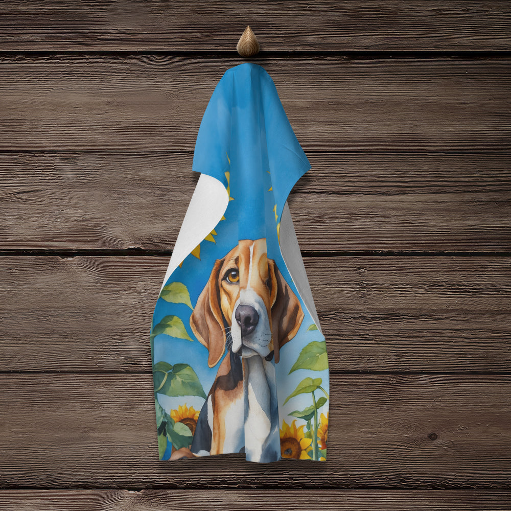 Glamorous Pups : American Foxhound in Sunflowers Kitchen Towel