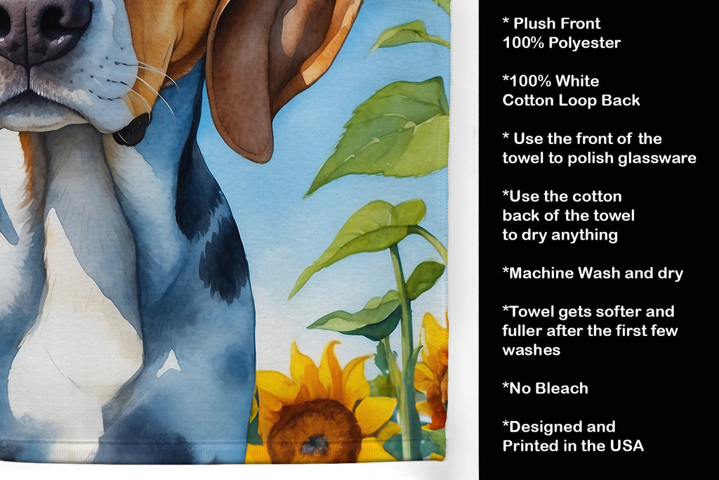 Glamorous Pups : American Foxhound in Sunflowers Kitchen Towel