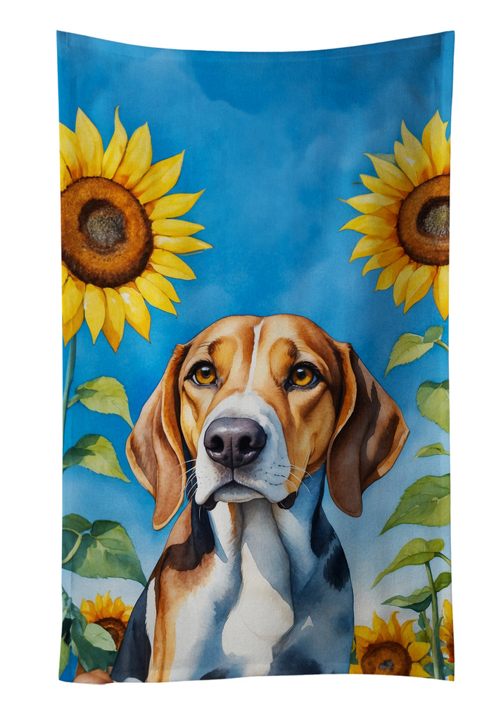 Glamorous Pups : American Foxhound in Sunflowers Kitchen Towel