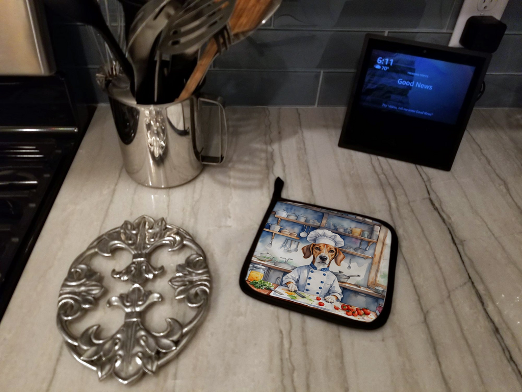 Glamorous Pups : American Foxhound The Chef Pair of Pot Holders