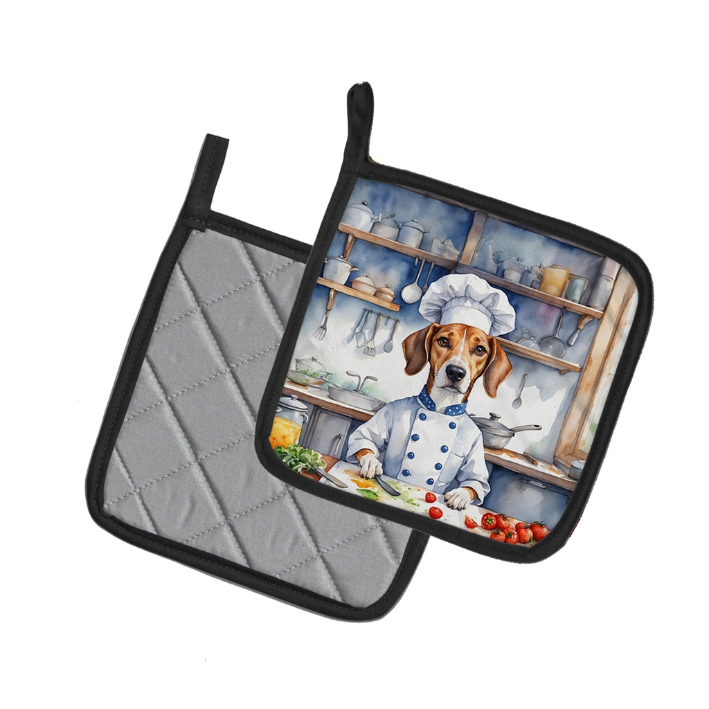 Glamorous Pups : American Foxhound The Chef Pair of Pot Holders