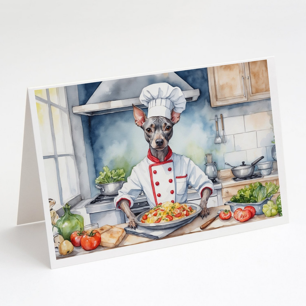 Glamorous Pups : American Hairless Terrier The Chef Greeting Cards Pack of 8