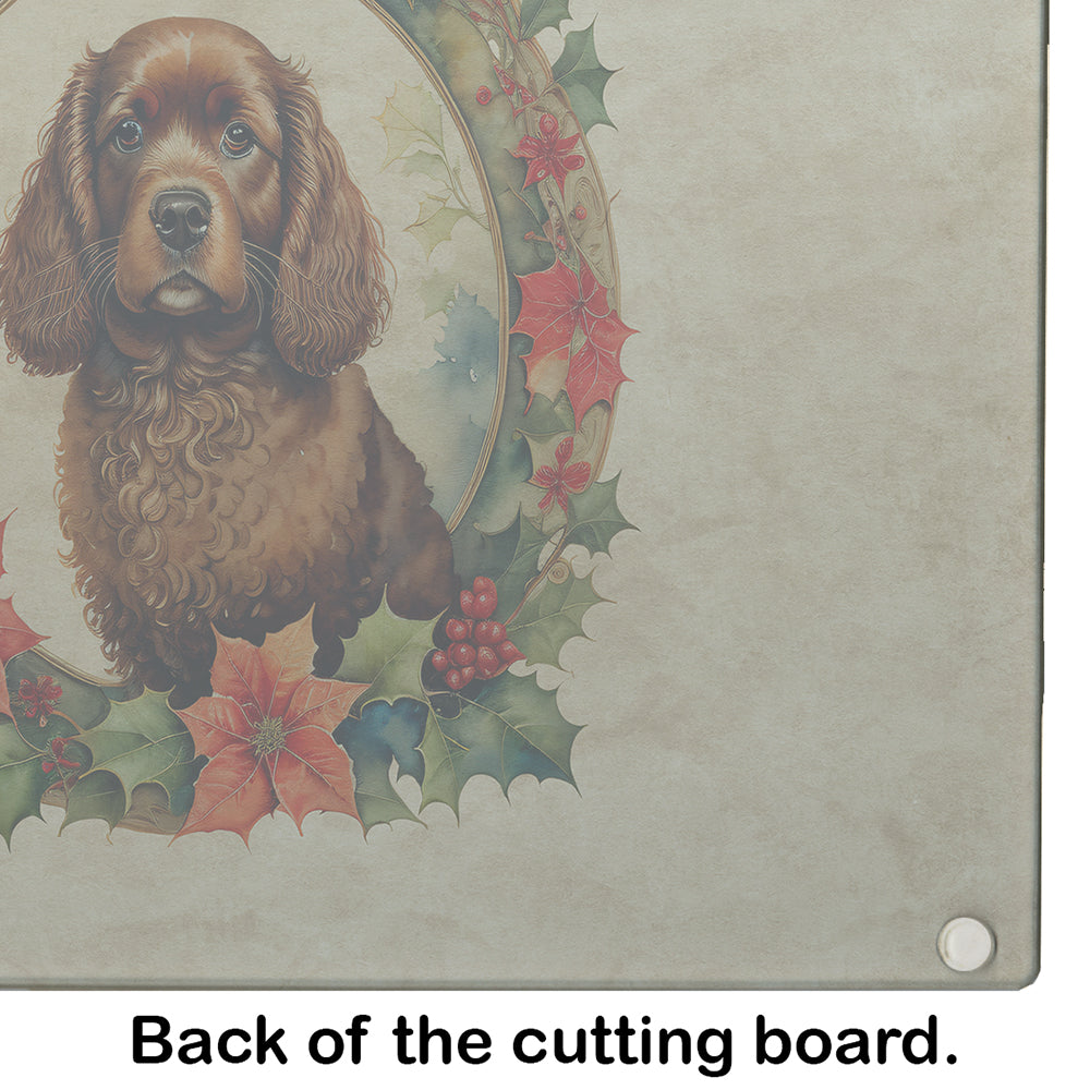 Glamorous Pups : American Water Spaniel Christmas Flowers Glass Cutting Board