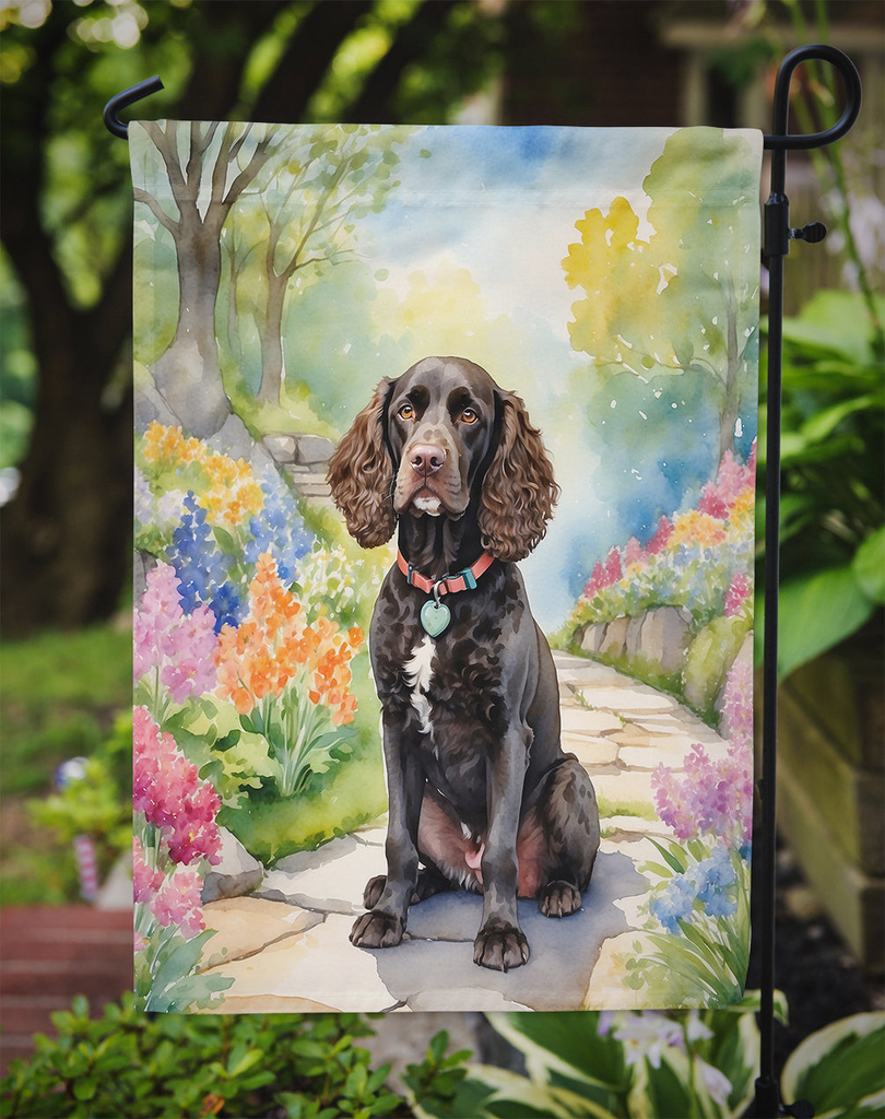 Glamorous Pups : American Water Spaniel Spring Garden Garden Flag