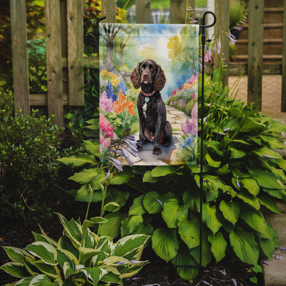 Glamorous Pups : American Water Spaniel Spring Garden Garden Flag