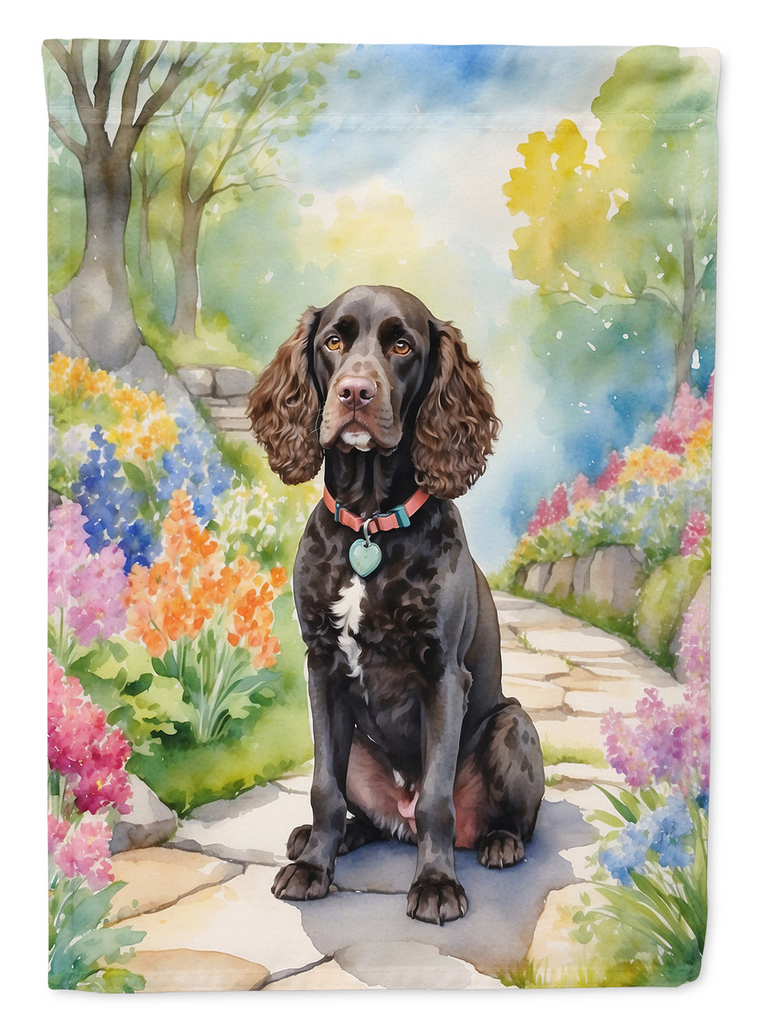 Glamorous Pups : American Water Spaniel Spring Garden Garden Flag