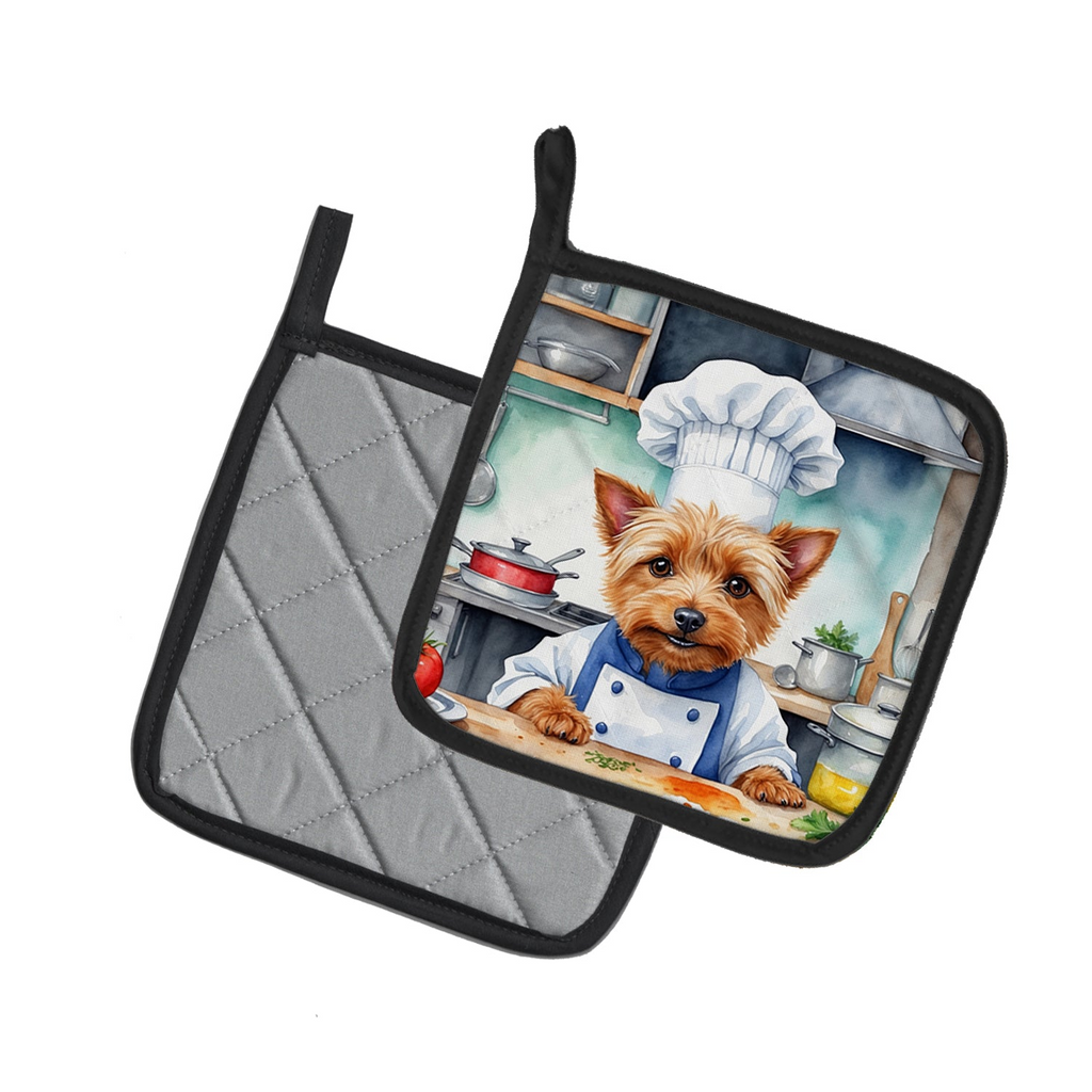 Glamorous Pups : Australian Terrier The Chef Pair of Pot Holders