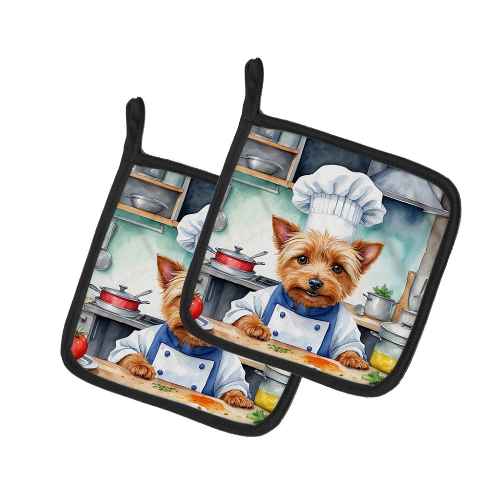 Glamorous Pups : Australian Terrier The Chef Pair of Pot Holders