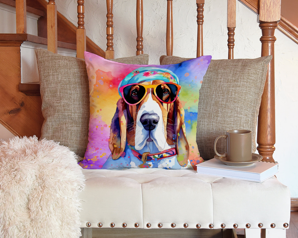 Glamorous Pups : Basset Hound Hippie Dawg Throw Pillow