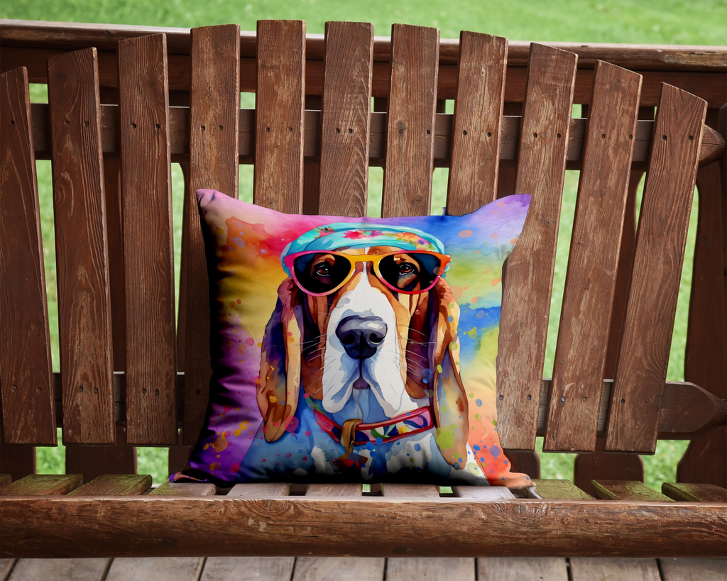 Glamorous Pups : Basset Hound Hippie Dawg Throw Pillow
