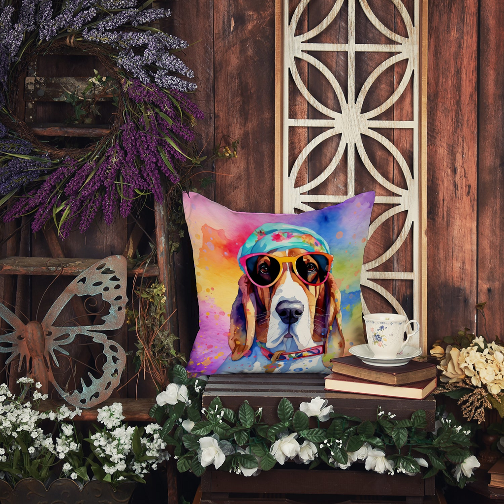 Glamorous Pups : Basset Hound Hippie Dawg Throw Pillow