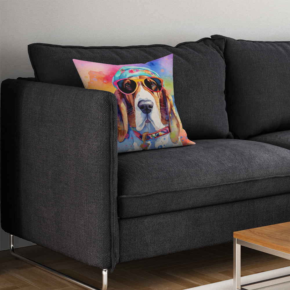 Glamorous Pups : Basset Hound Hippie Dawg Throw Pillow