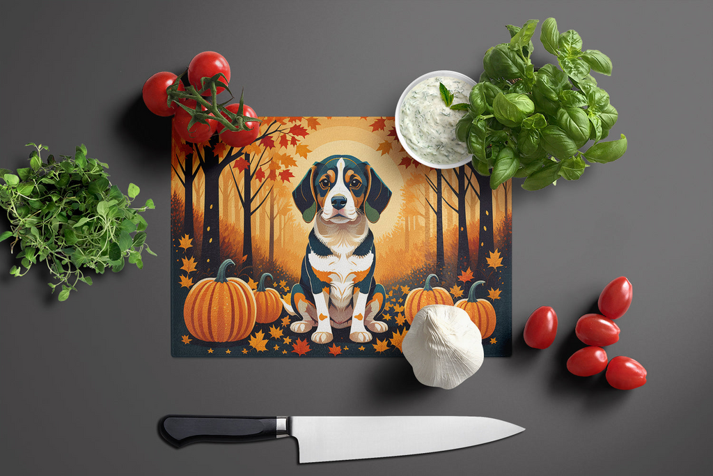 Glamorous Pups : Beagle Fall Glass Cutting Board