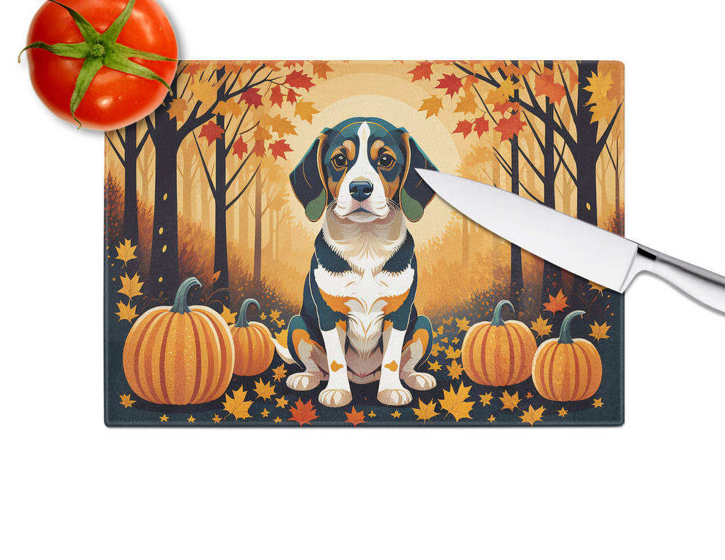 Glamorous Pups : Beagle Fall Glass Cutting Board