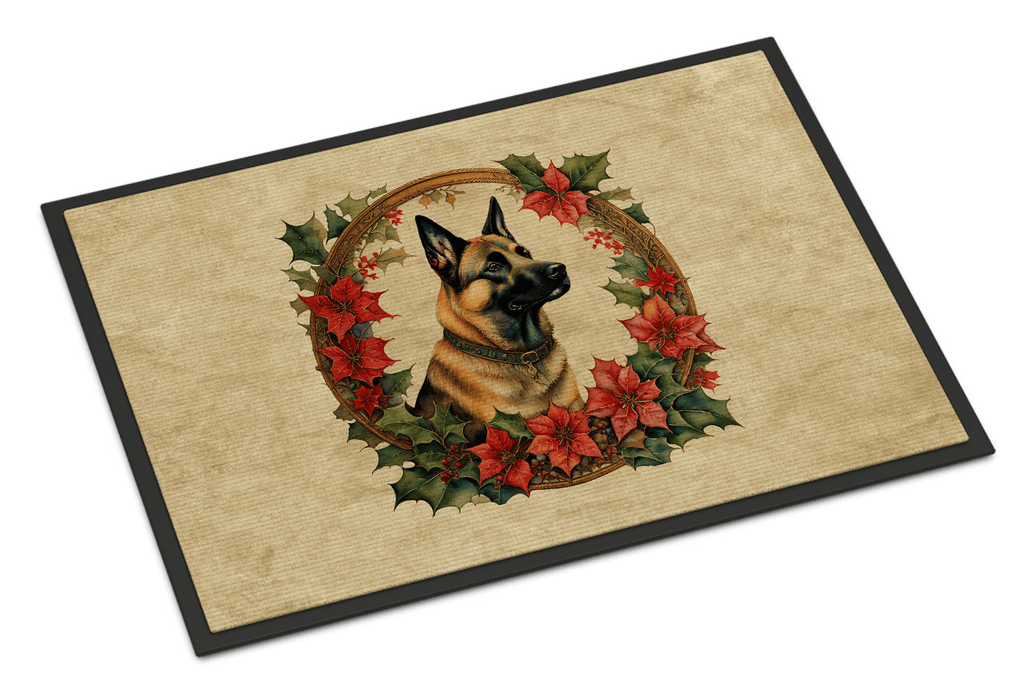 Glamorous Pups : Belgian Malinois Christmas Flowers Doormat