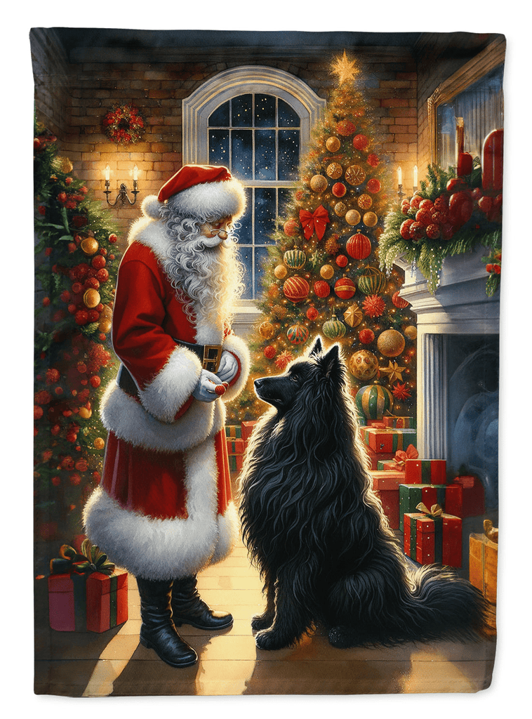 Glamorous Pups : Belgian Sheepdog and Santa Claus House Flag