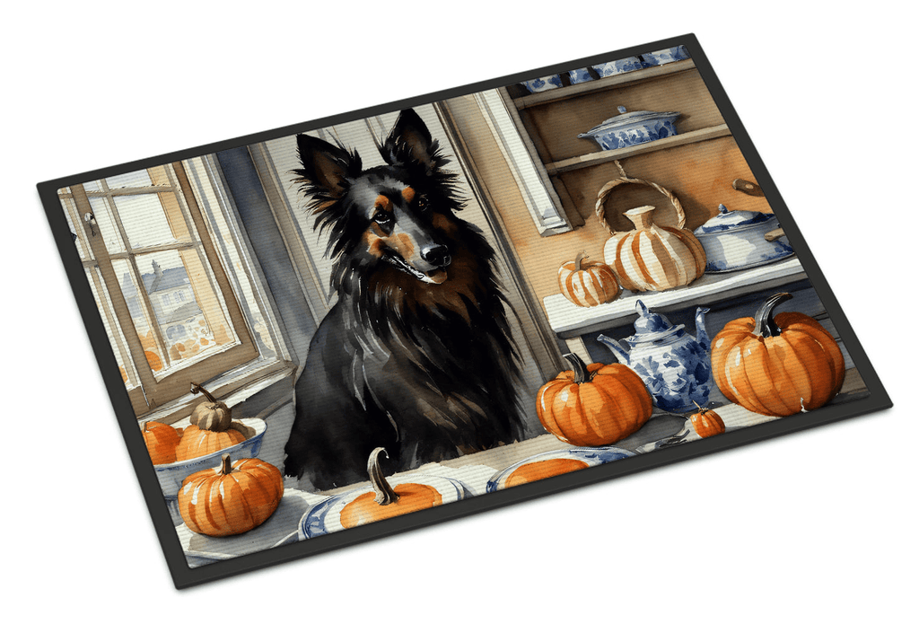 Glamorous Pups : Belgian Sheepdog Fall Kitchen Pumpkins Doormat