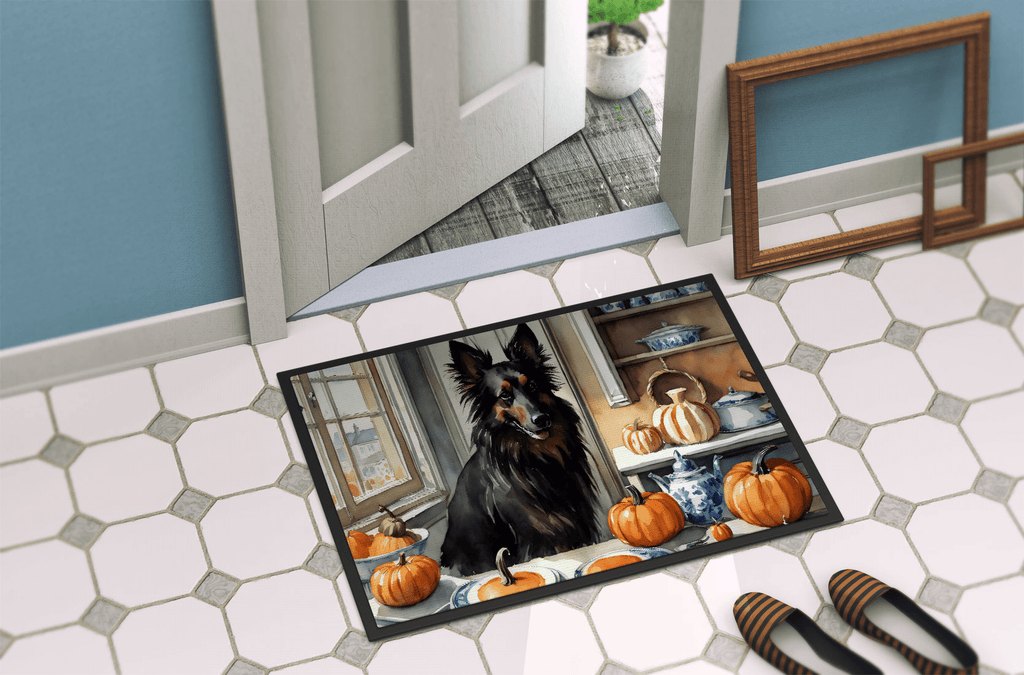 Glamorous Pups : Belgian Sheepdog Fall Kitchen Pumpkins Doormat