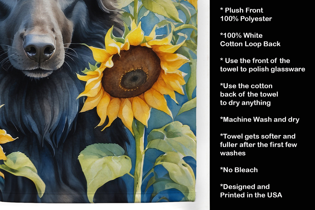 Glamorous Pups : Belgian Sheepdog in Sunflowers Kitchen Towel