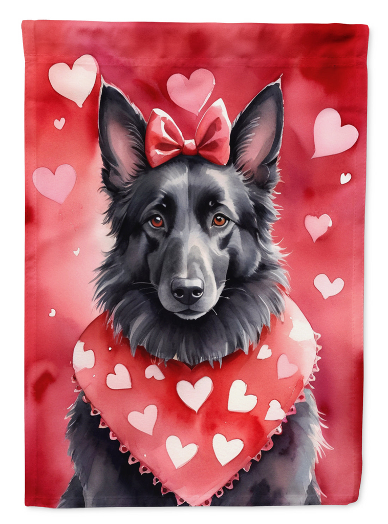 Glamorous Pups : Belgian Sheepdog My Valentine House Flag