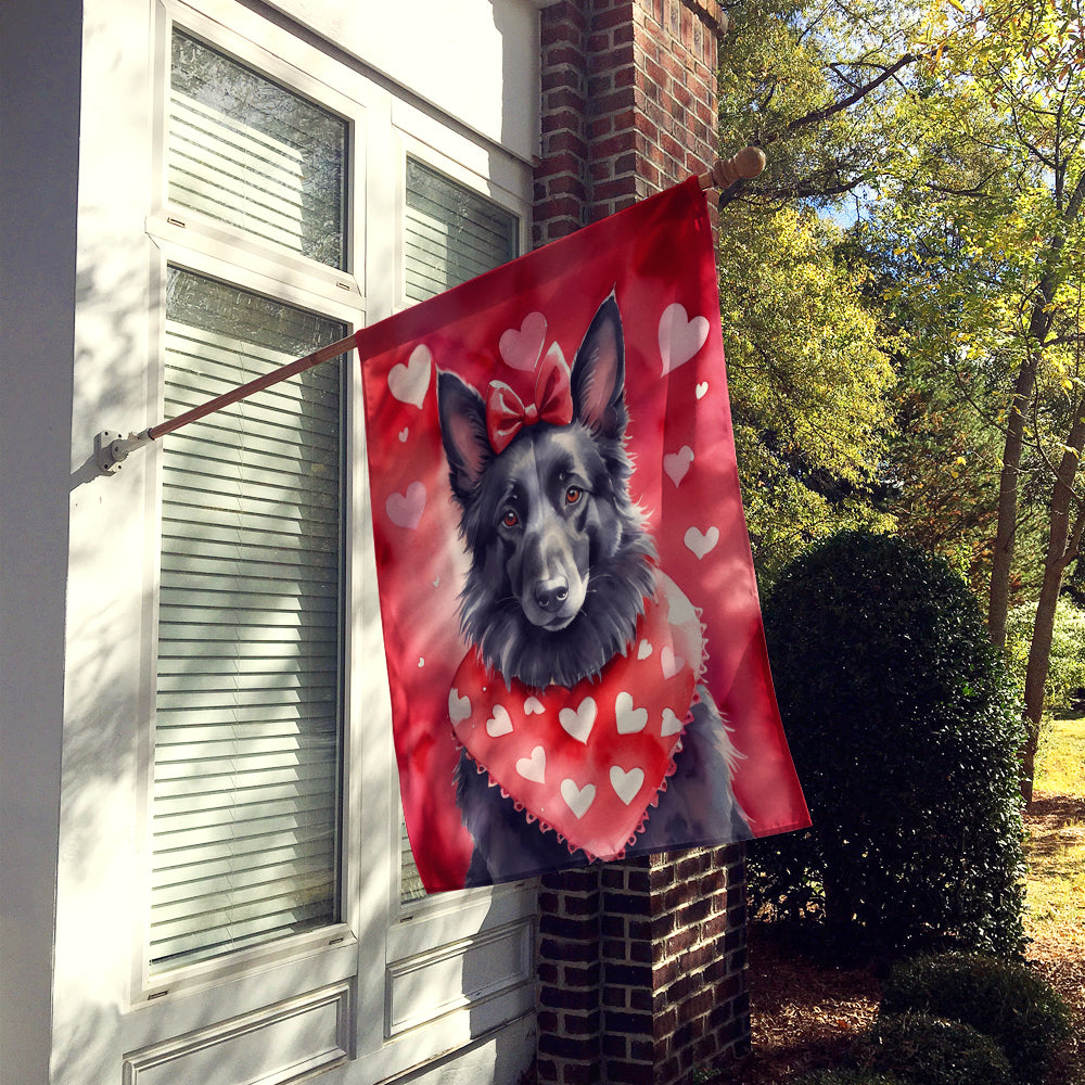 Glamorous Pups : Belgian Sheepdog My Valentine House Flag