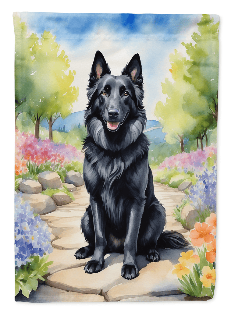 Glamorous Pups : Belgian Sheepdog Spring Path Garden Flag