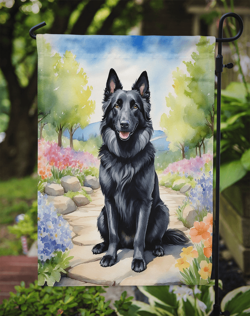 Glamorous Pups : Belgian Sheepdog Spring Path Garden Flag