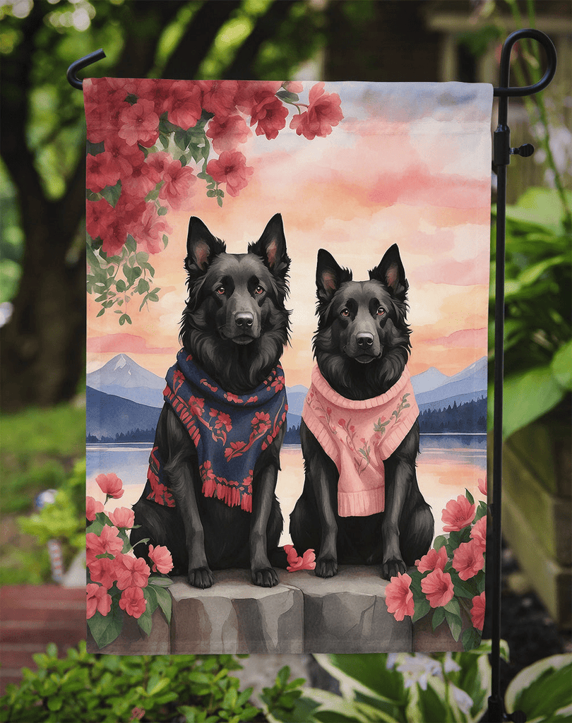 Glamorous Pups : Belgian Sheepdog Two Hearts Garden Flag