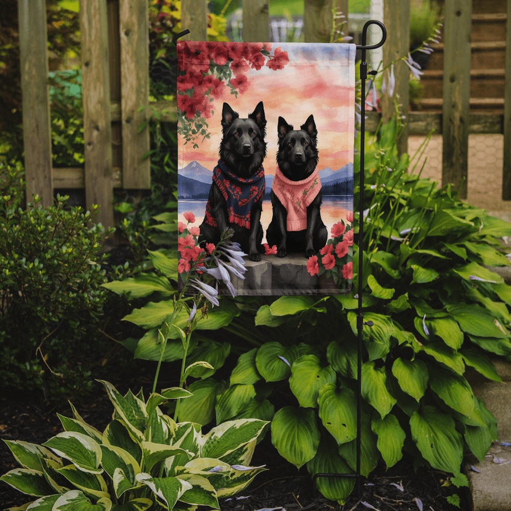 Glamorous Pups : Belgian Sheepdog Two Hearts Garden Flag