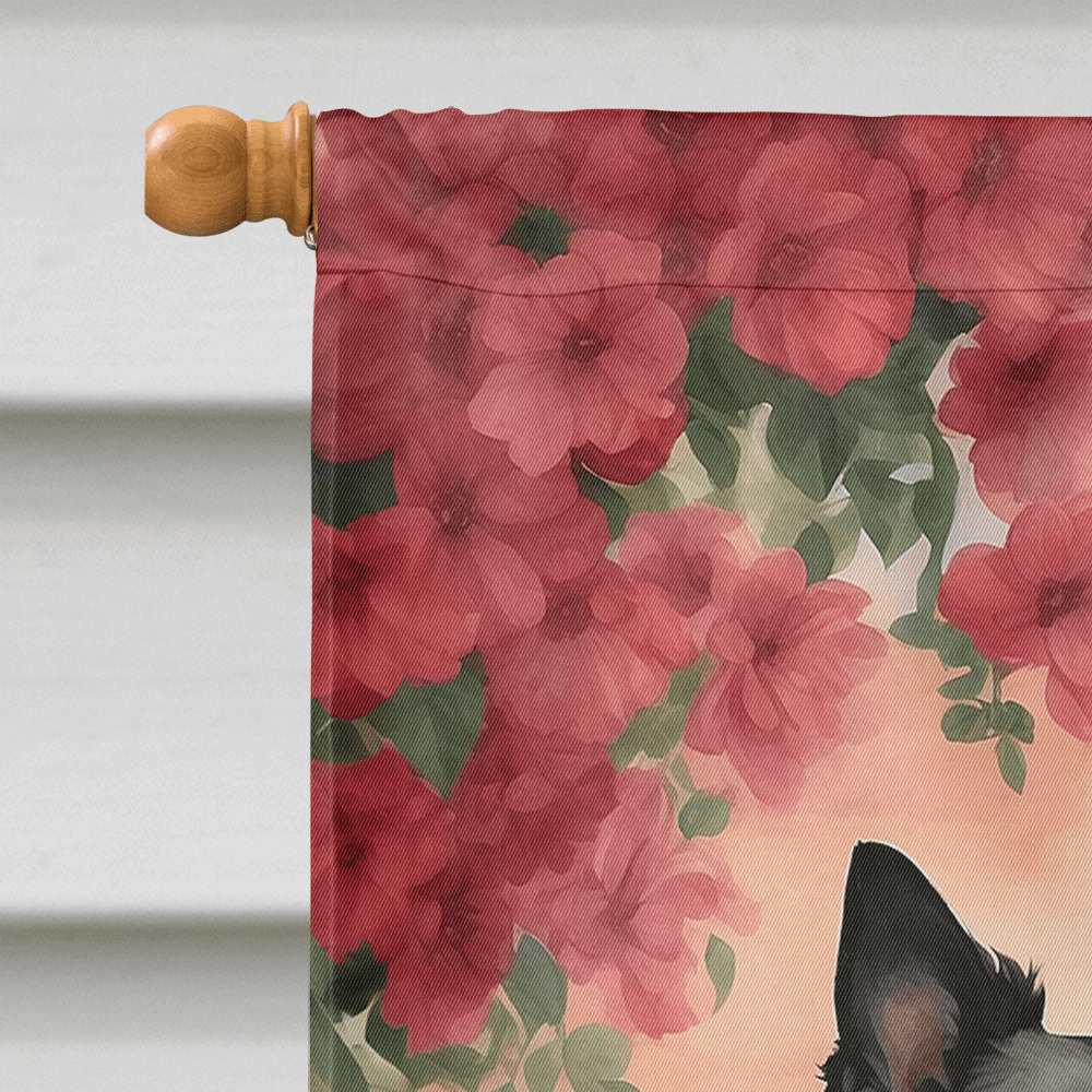 Glamorous Pups : Belgian Sheepdog Two Hearts House Flag