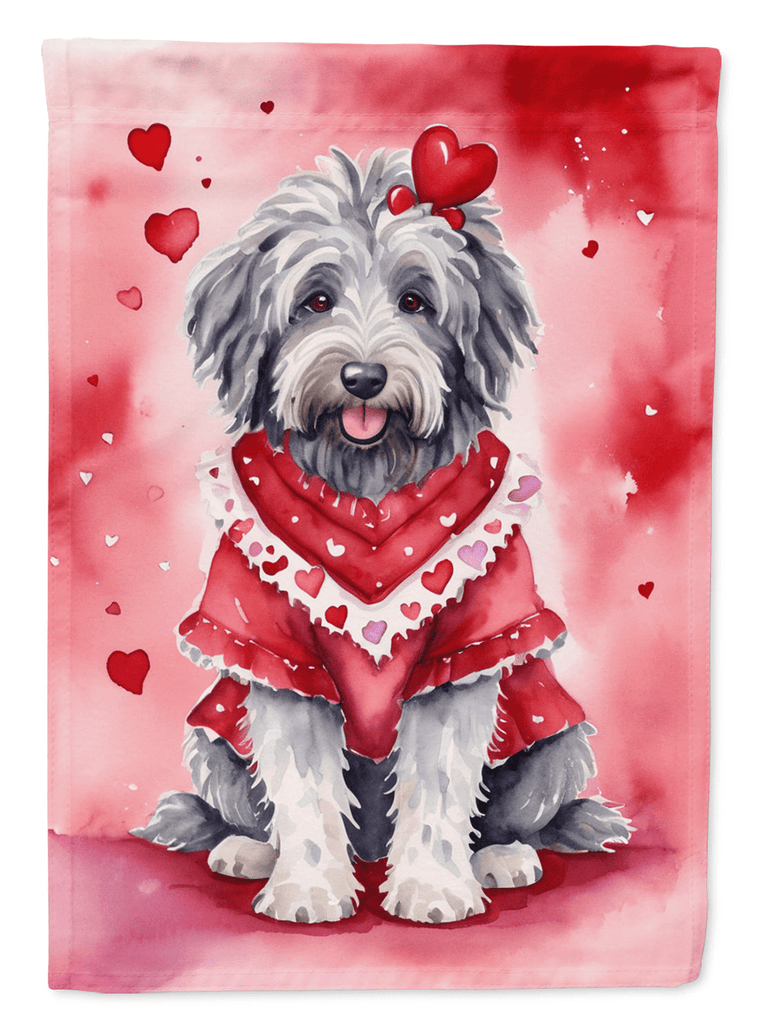 Glamorous Pups : Bergamasco Sheepdog My Valentine House Flag