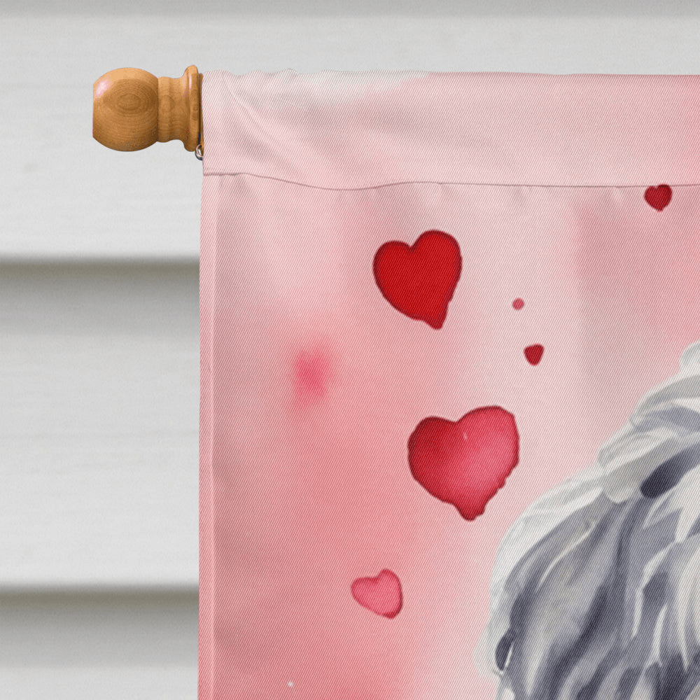 Glamorous Pups : Bergamasco Sheepdog My Valentine House Flag