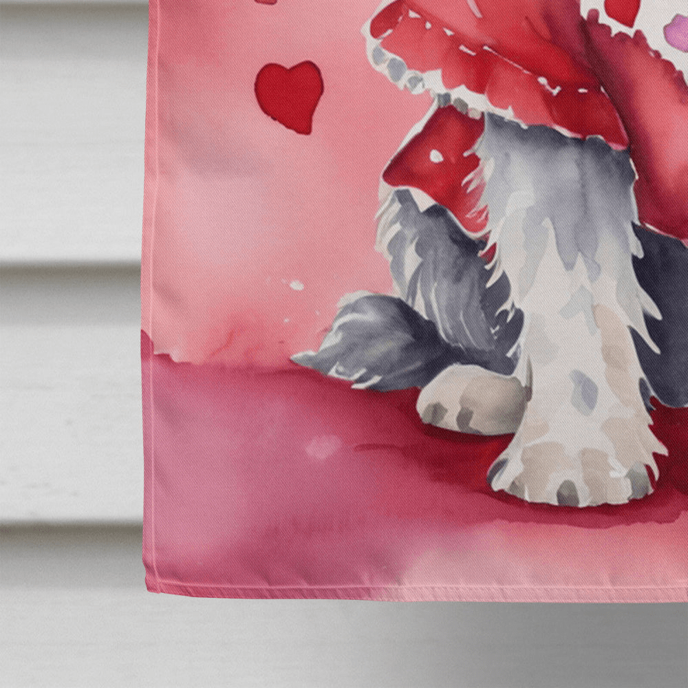 Glamorous Pups : Bergamasco Sheepdog My Valentine House Flag