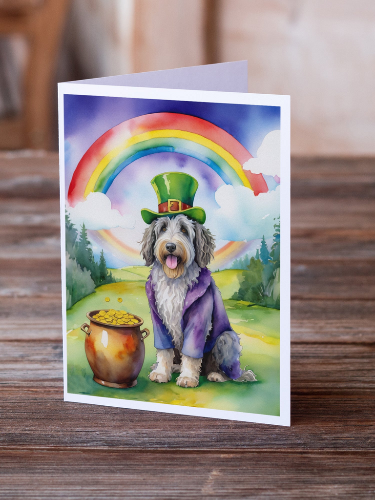 Glamorous Pups : Bergamasco Sheepdog St Patrick's Day Greeting Cards Pack of 8