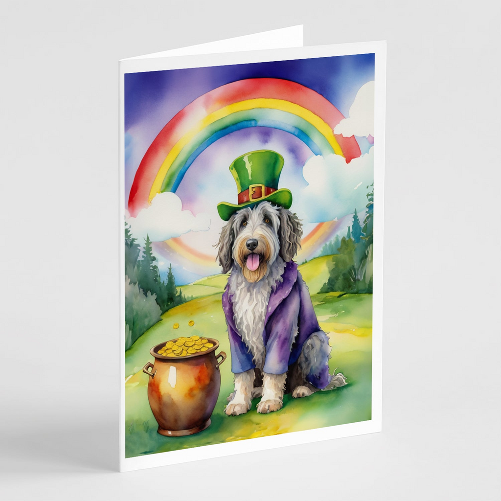 Glamorous Pups : Bergamasco Sheepdog St Patrick's Day Greeting Cards Pack of 8
