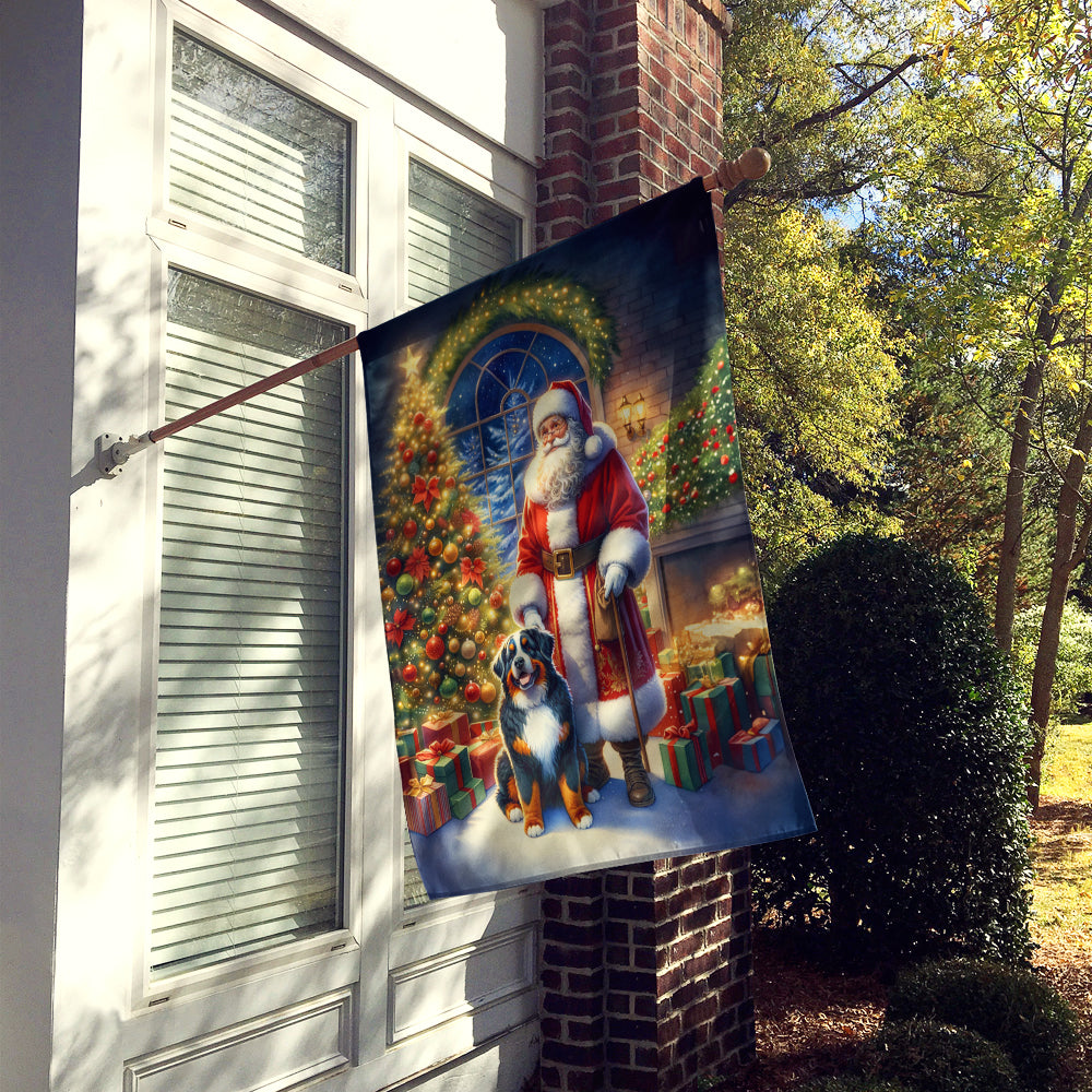 Glamorous Pups : Bernese Mountain Dog and Santa Claus House Flag