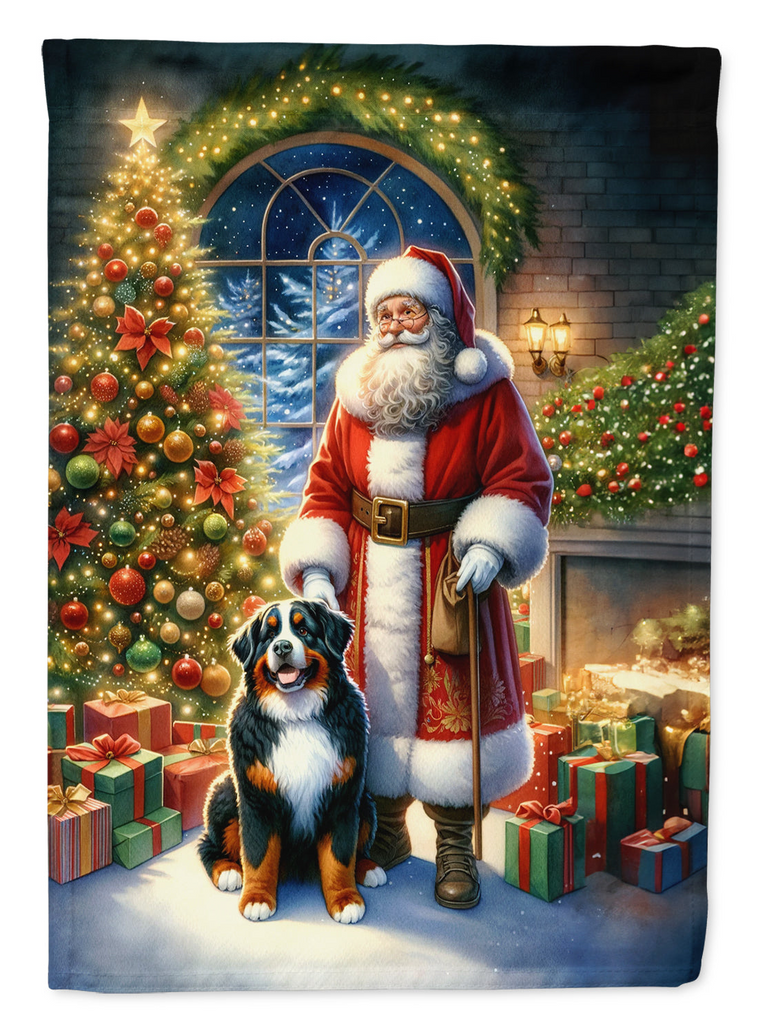 Glamorous Pups : Bernese Mountain Dog and Santa Claus House Flag