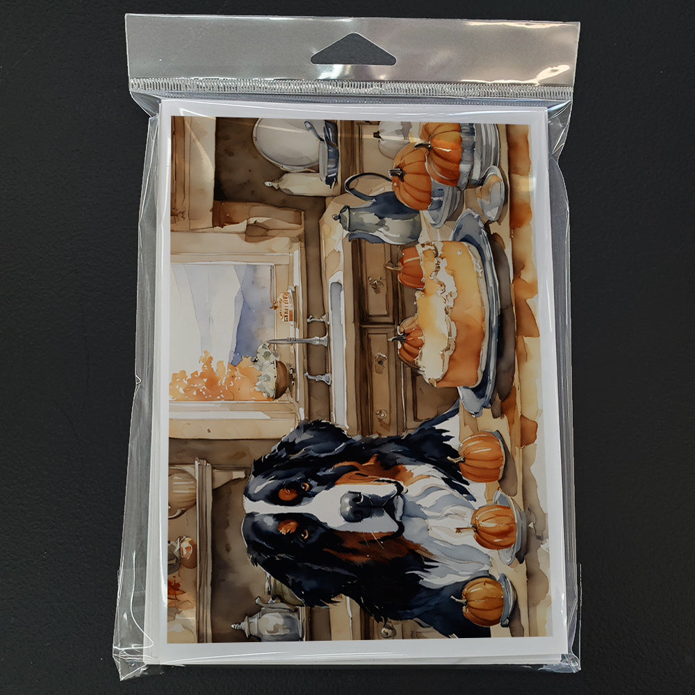 Glamorous Pups : Bernese Mountain Dog Fall Kitchen Pumpkins Greeting Cards Pack of 8