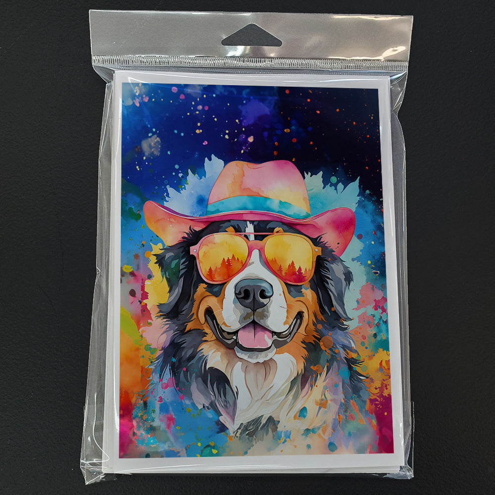 Glamorous Pups : Bernese Mountain Dog Hippie Dawg Greeting Cards Pack of 8